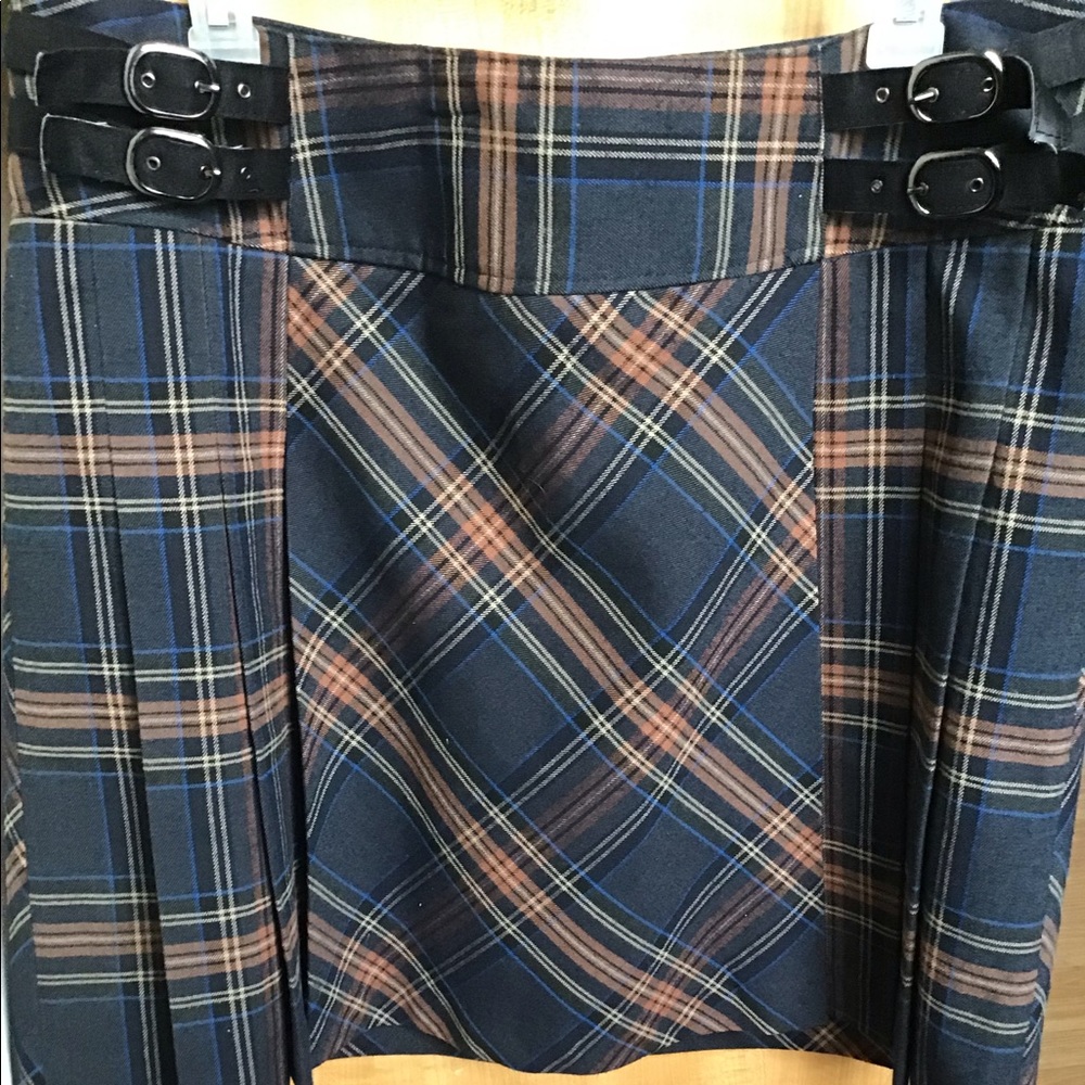 DALIA COLLECTION plaid skirt with buckles NWOT